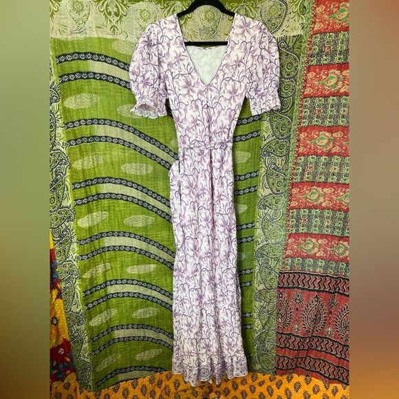 SAYLOR x Anthropologie Purple Printed Ryland Crepe Maxi Dress Size Small - Picture 9 of 16